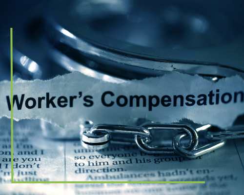 Image of workers'compensation document with a green graphic design line